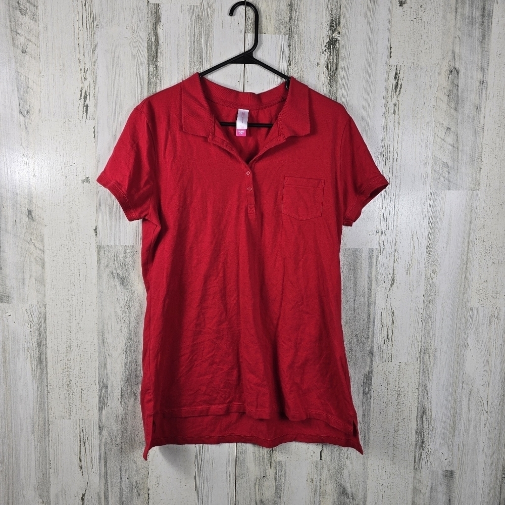 no boundaries red short sleeve collar shirt women's plus size XXL